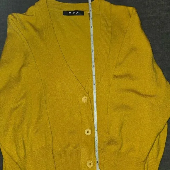 MAK XL Cropped Cardigan 3/4 Sleeve Soft Lightweight Stretchy Mustard 💛 90s- Y2K - Picture 12 of 15